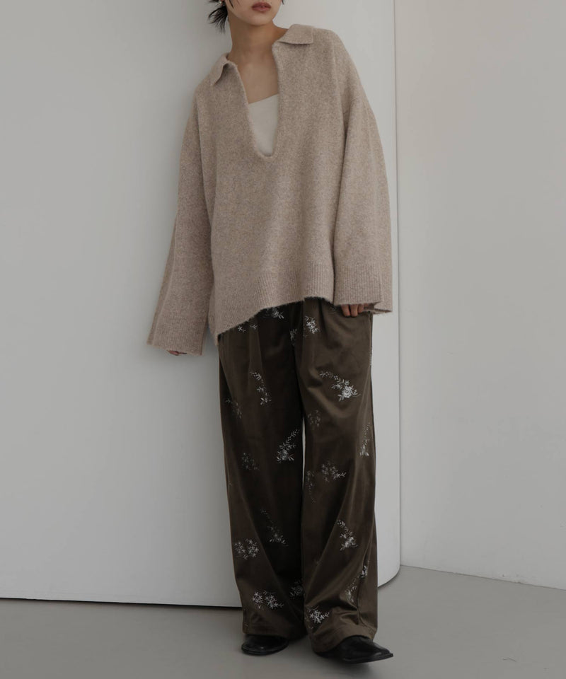 キーネックニットポロ