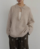 キーネックニットポロ