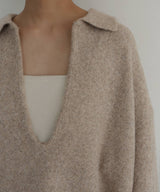 キーネックニットポロ