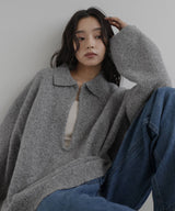 キーネックニットポロ