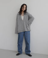 キーネックニットポロ