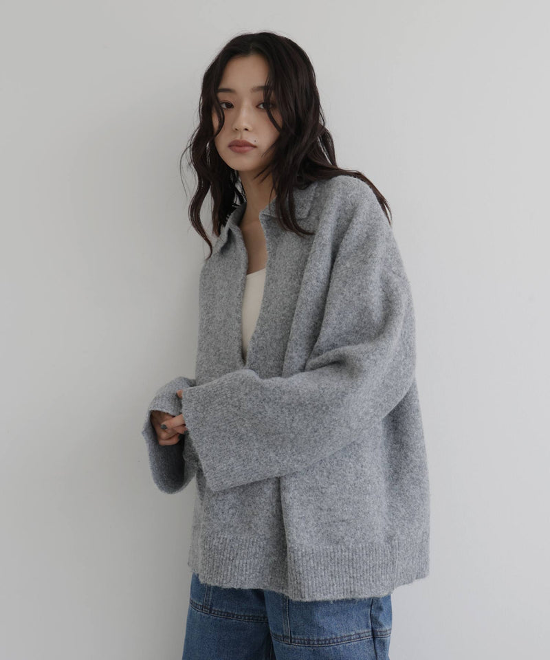 キーネックニットポロ