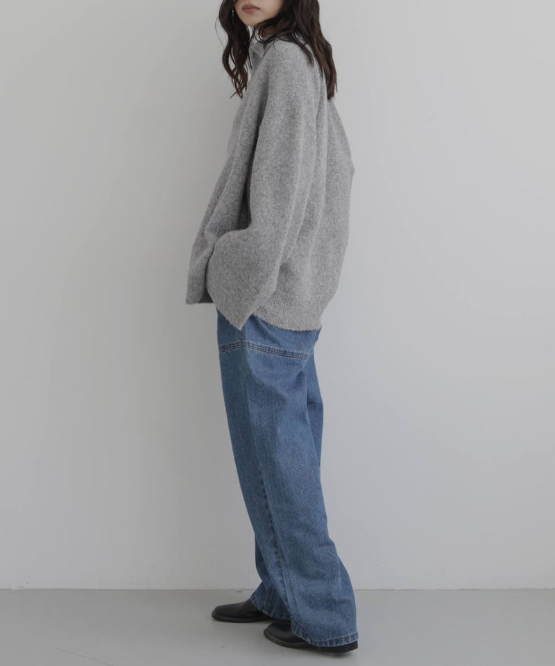 キーネックニットポロ