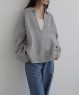 キーネックニットポロ