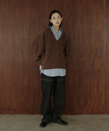 フード付きニットプルオーバー