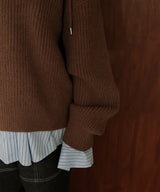 フード付きニットプルオーバー