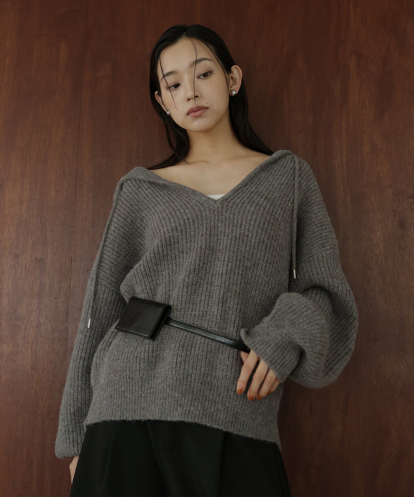 Stone  【美品】フード付きニット M フード付きニットプルオーバー – hellam