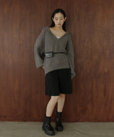 フード付きニットプルオーバー