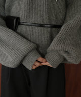 フード付きニットプルオーバー