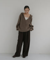 フード付きニットプルオーバー