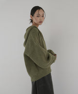 フード付きニットプルオーバー