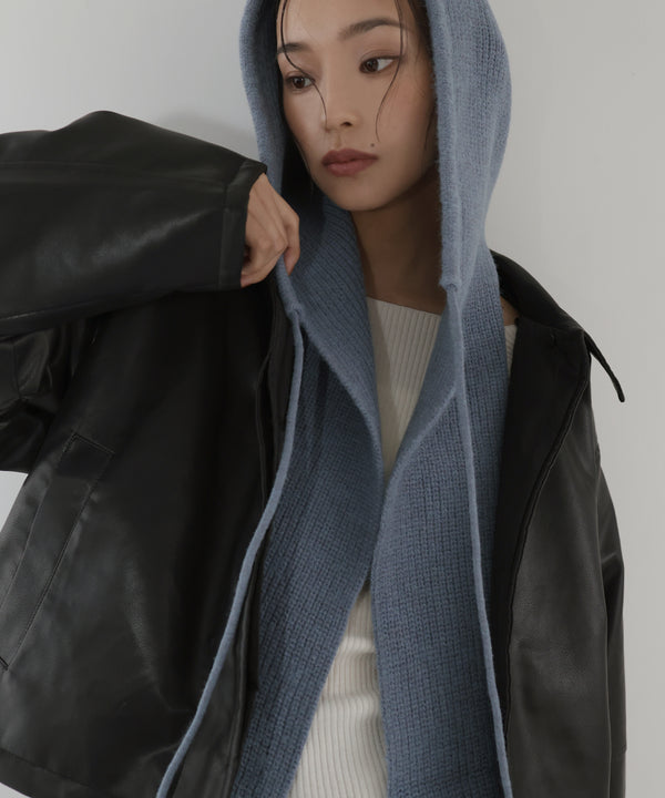 バラクラバ風フードニットマフラー