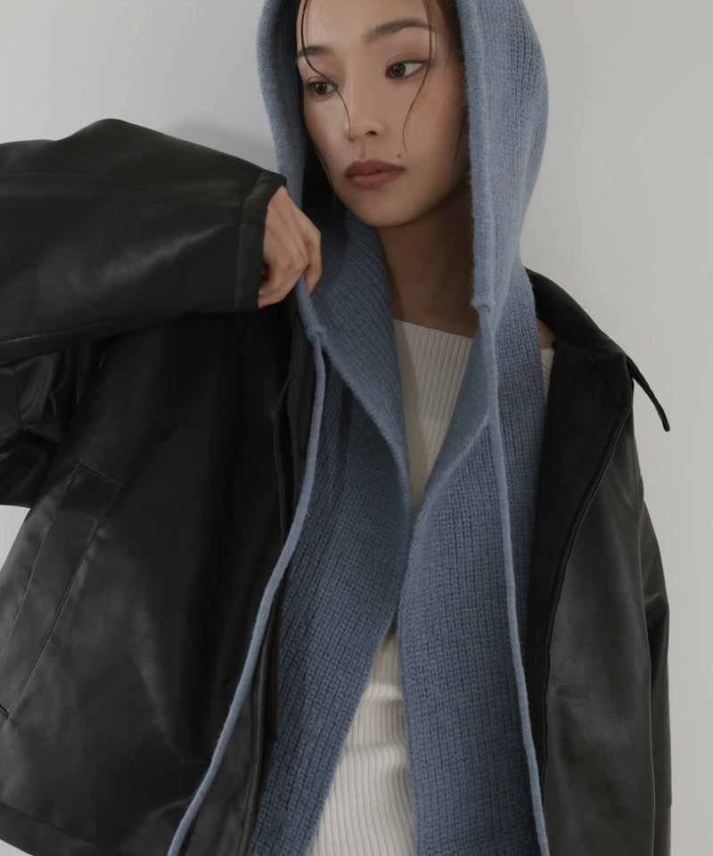 バラクラバ風フードニットマフラー