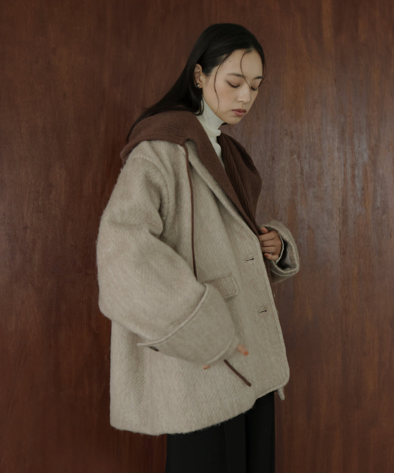 バラクラバ風フードニットマフラー