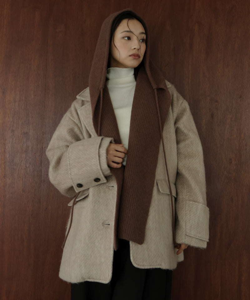 バラクラバ風フードニットマフラー