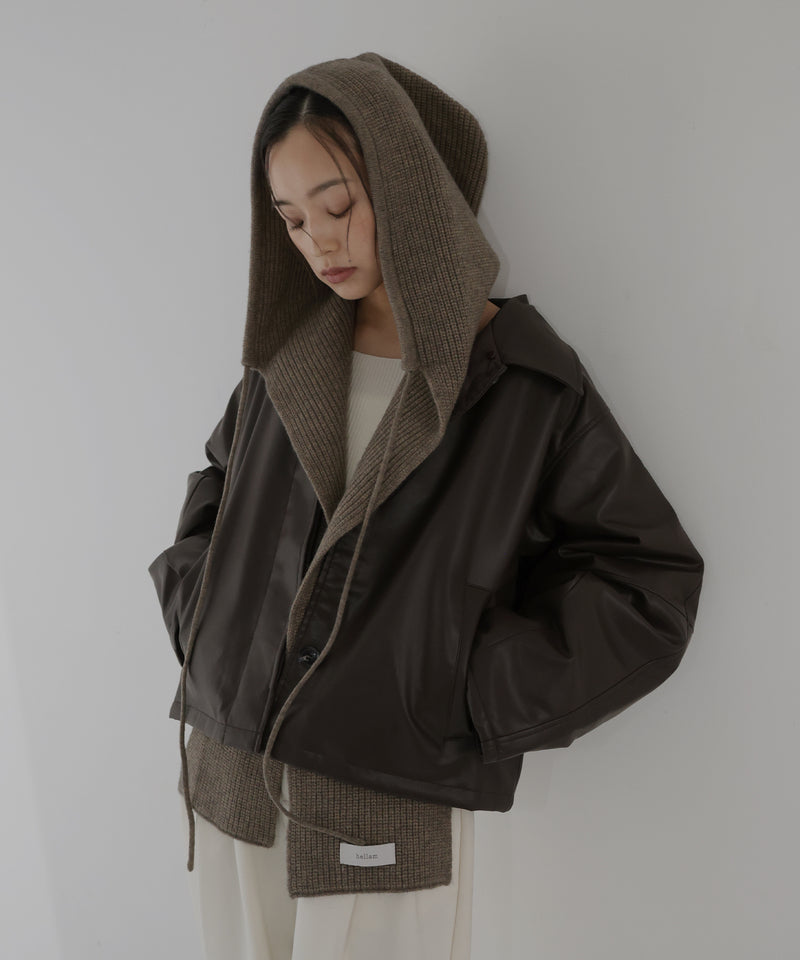 バラクラバ風フードニットマフラー