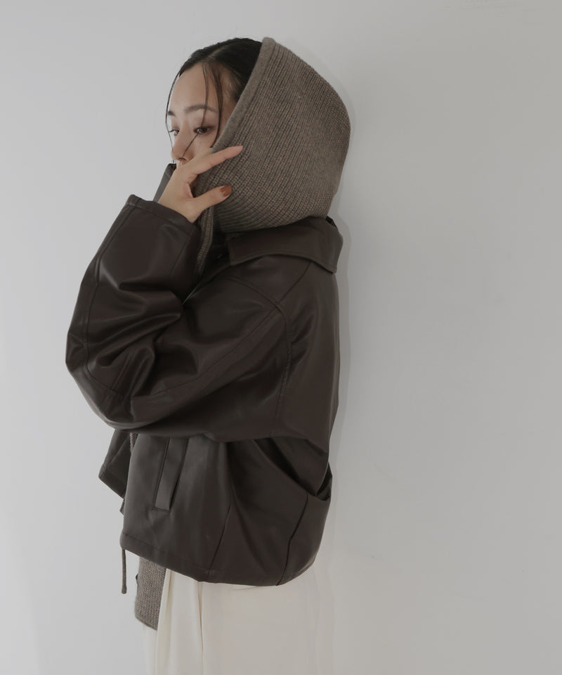 バラクラバ風フードニットマフラー