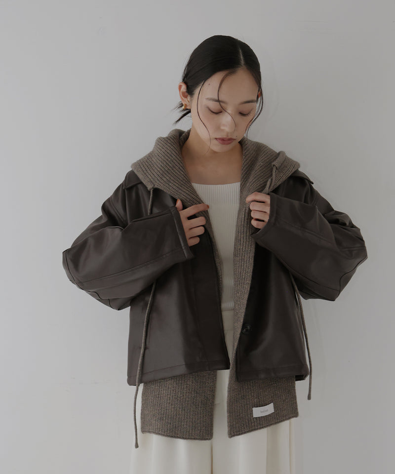 バラクラバ風フードニットマフラー