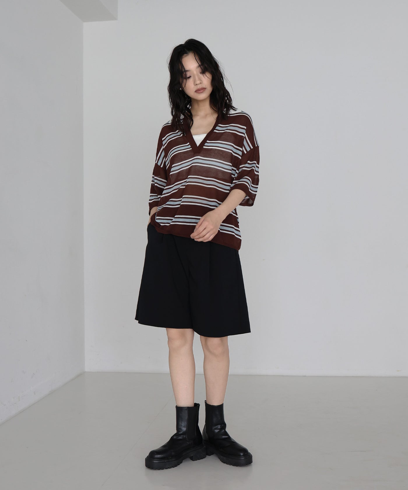 ボーダーポロニットトップス – hellam