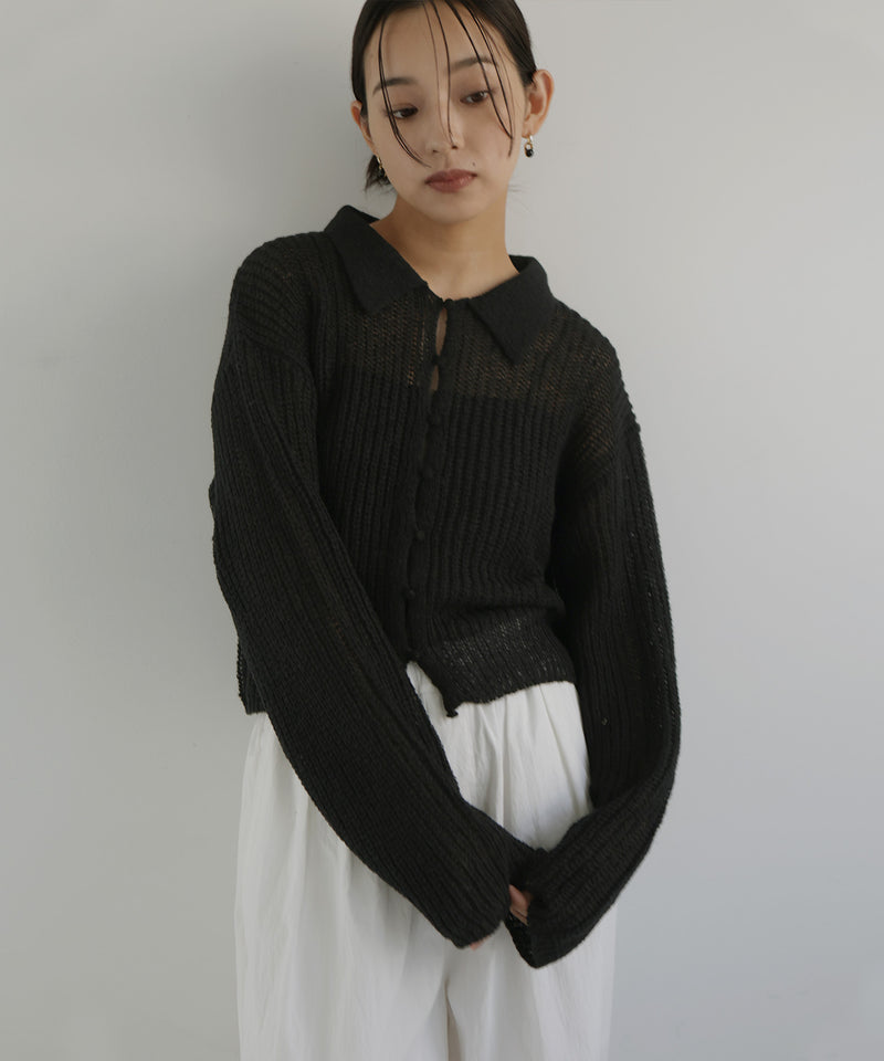 透かし編みポロニットプルオーバー – hellam