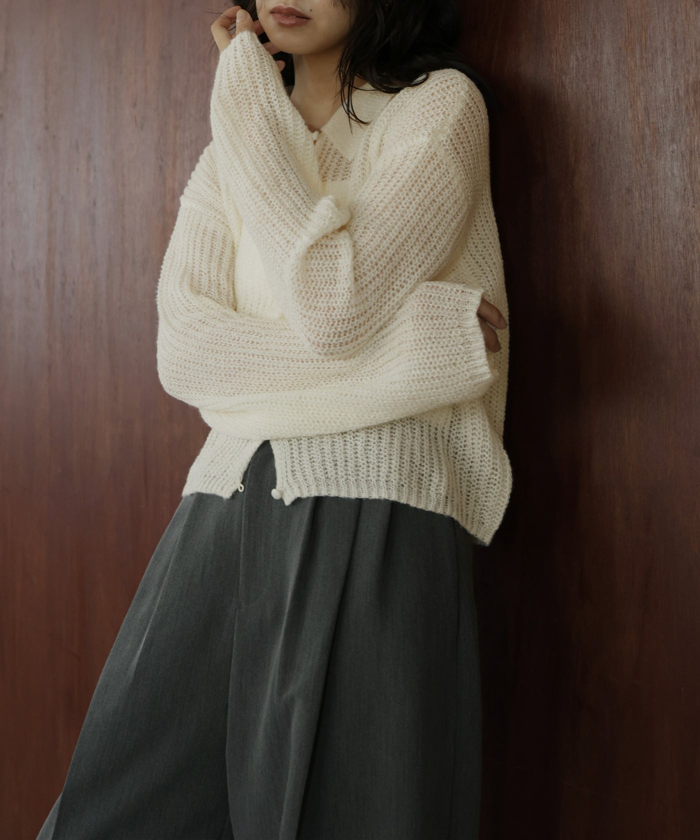 本日タイムSALE✨VONDEL（フォンデル）鍵編みポロニット 透かし編みポロニットプルオーバー – hellam