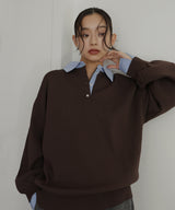 フェイクレイヤード シャツ襟ニットポロ