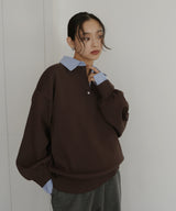 フェイクレイヤード シャツ襟ニットポロ