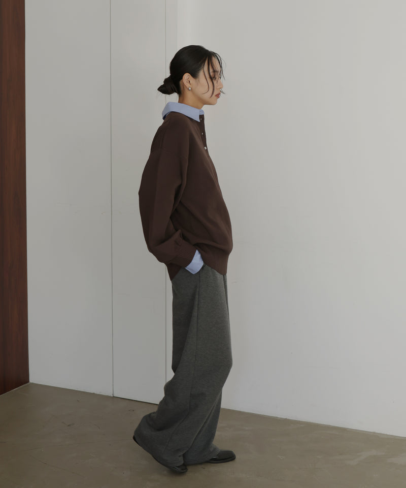 フェイクレイヤード シャツ襟ニットポロ