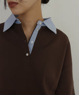 フェイクレイヤード シャツ襟ニットポロ