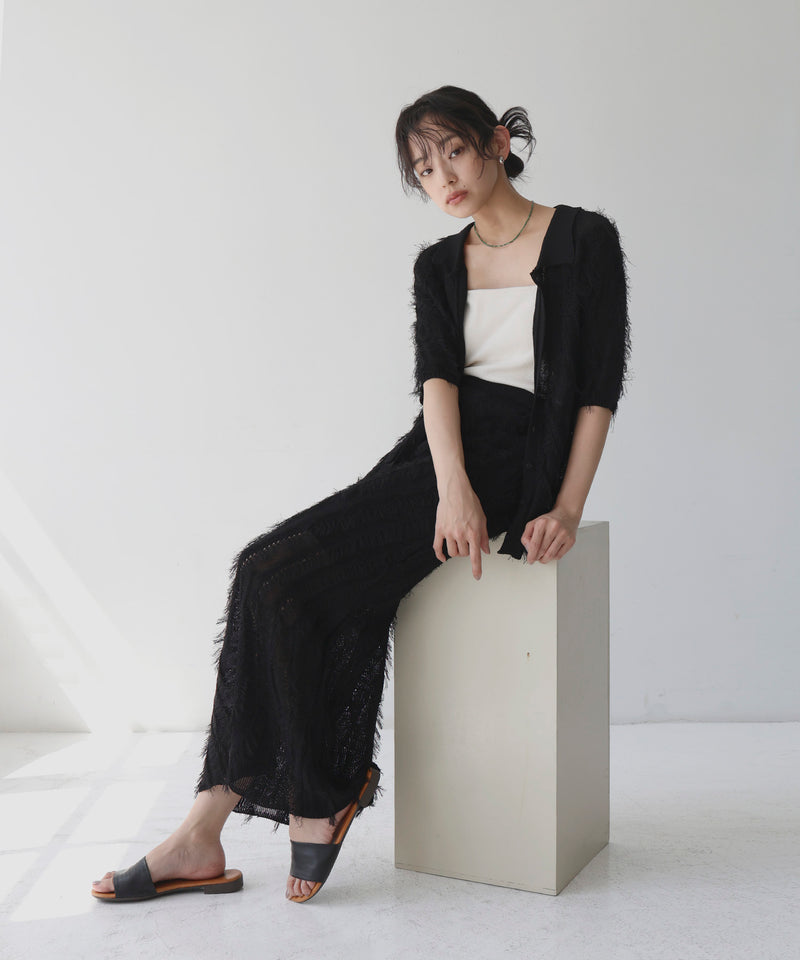 フリンジストレートニットスカート