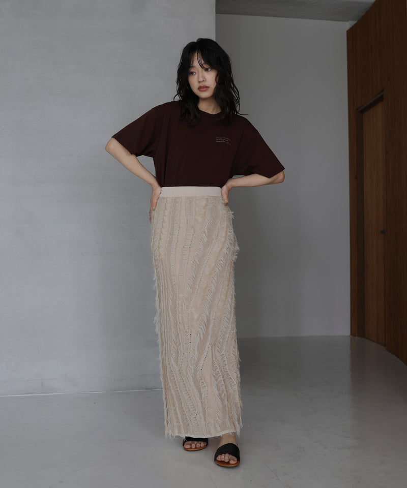 フリンジストレートニットスカート