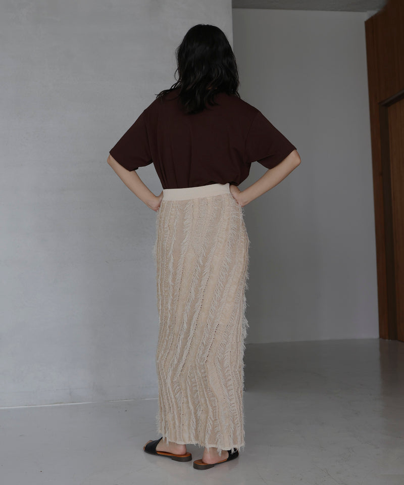 フリンジストレートニットスカート