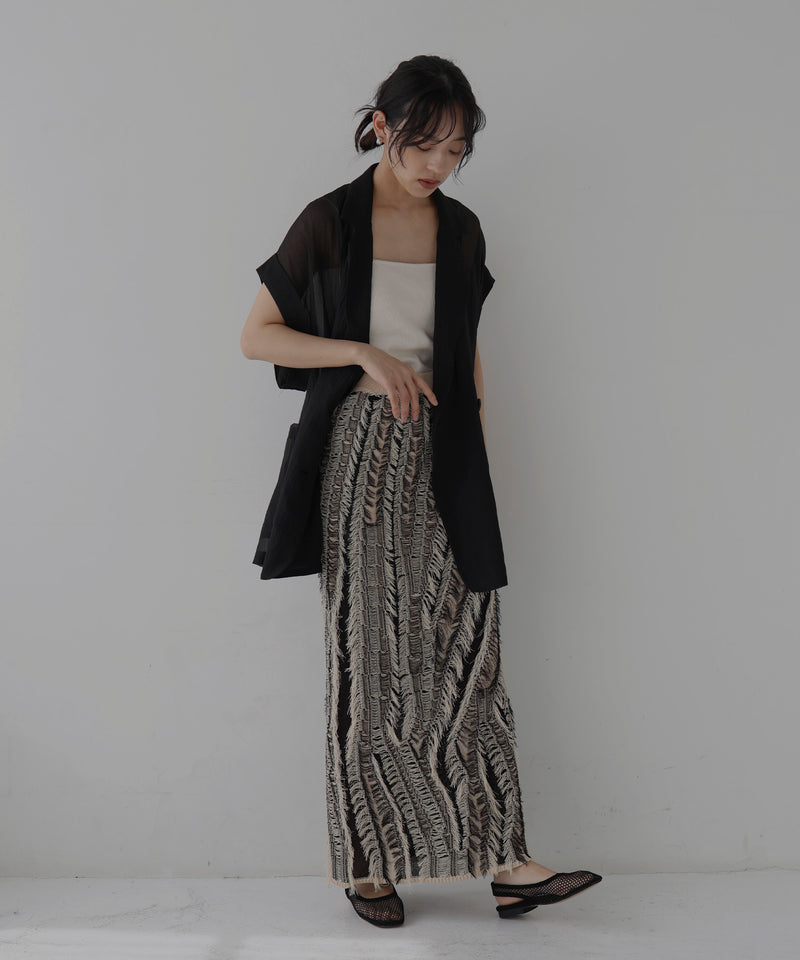 フリンジストレートニットスカート