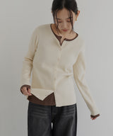 【1月上旬予約商品】レイヤード配色リブニットカーディガン