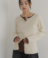 【1月上旬予約商品】レイヤード配色リブニットカーディガン