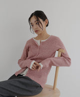 【1月上旬予約商品】レイヤード配色リブニットカーディガン