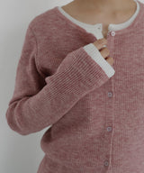 【1月上旬予約商品】レイヤード配色リブニットカーディガン