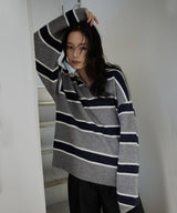 ボーダーラガーニットポロ