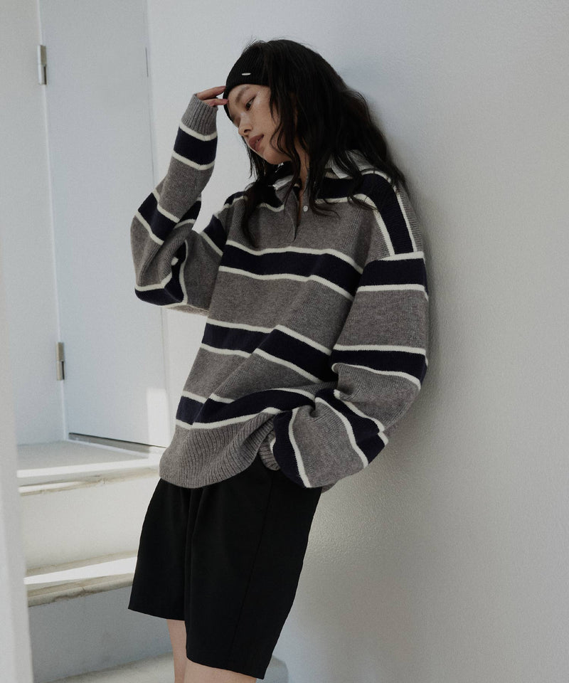 ボーダーラガーニットポロ
