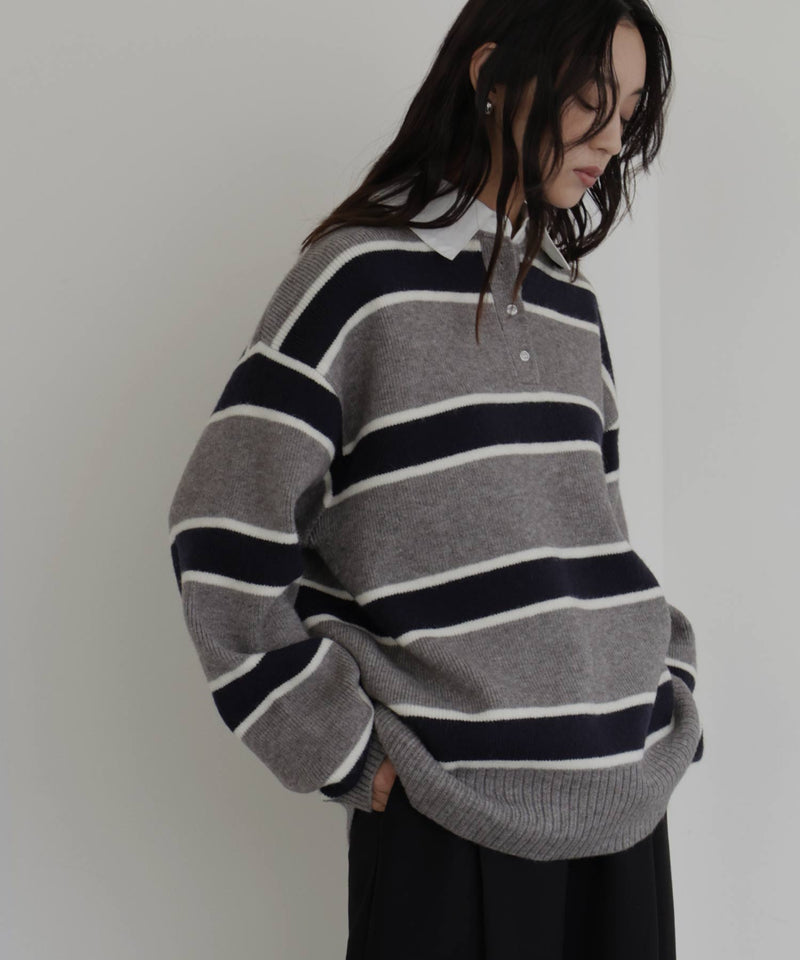 ボーダーラガーニットポロ