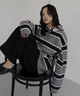 ボーダーラガーニットポロ