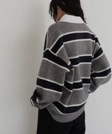 ボーダーラガーニットポロ