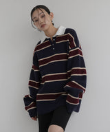 ボーダーラガーニットポロ