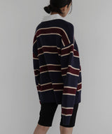 ボーダーラガーニットポロ