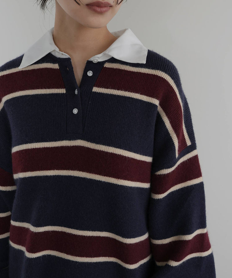 ボーダーラガーニットポロ