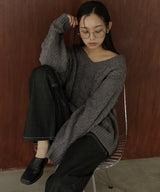 ケーブルVネックニットプルオーバー