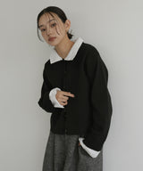 シャツ襟レイヤード風カーディガン