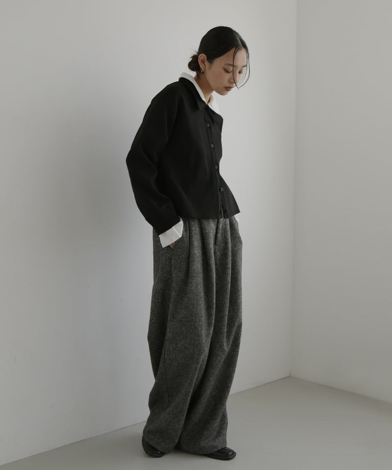 シャツ襟レイヤード風カーディガン