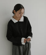 シャツ襟レイヤード風カーディガン