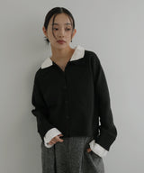 シャツ襟レイヤード風カーディガン